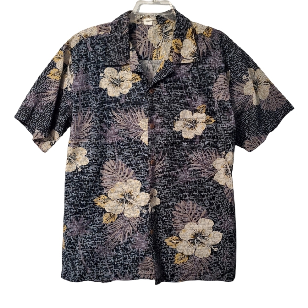 Palmwave Hawaii Men's Tropical Short Sleeve Button Up Shirt Size Large